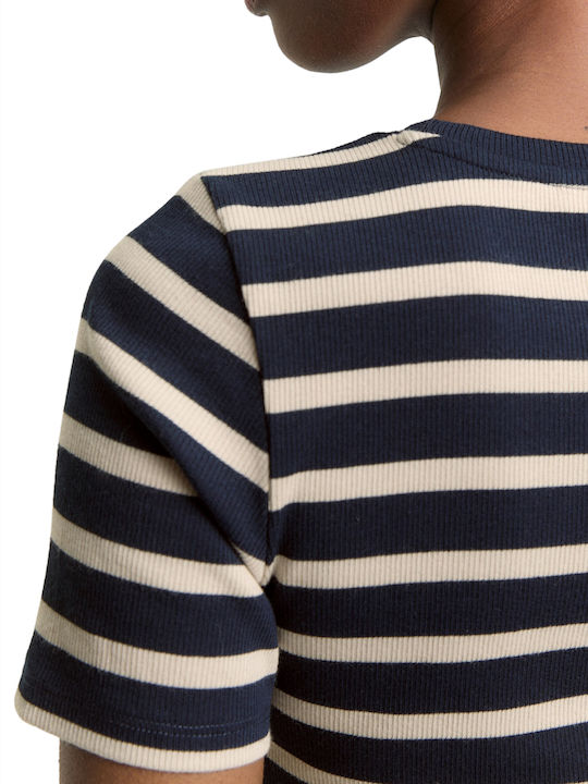 Damen Bluse Gestreift Marineblau Cloud Grau Stripe