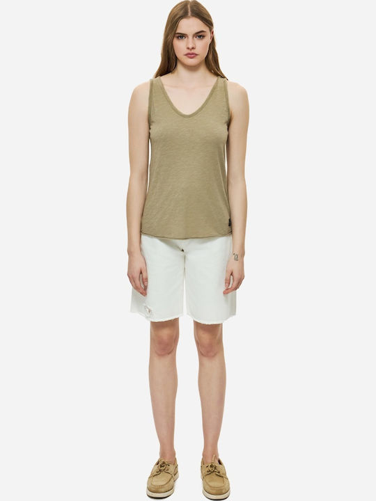 Women's Summer Cotton Sleeveless Blouse with V-Neck Puro