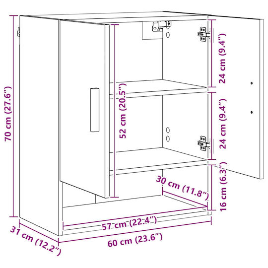 vidaXL vidaXL Badezimmerschrank 60x31x70cm Braune