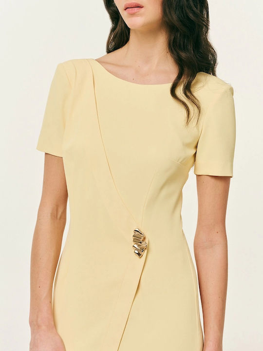 Sommer Mini Damenkleid Kurzärmelig mit Tränen Gelb