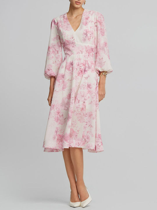 Summer Midi Dress for Wedding - Christening Pink