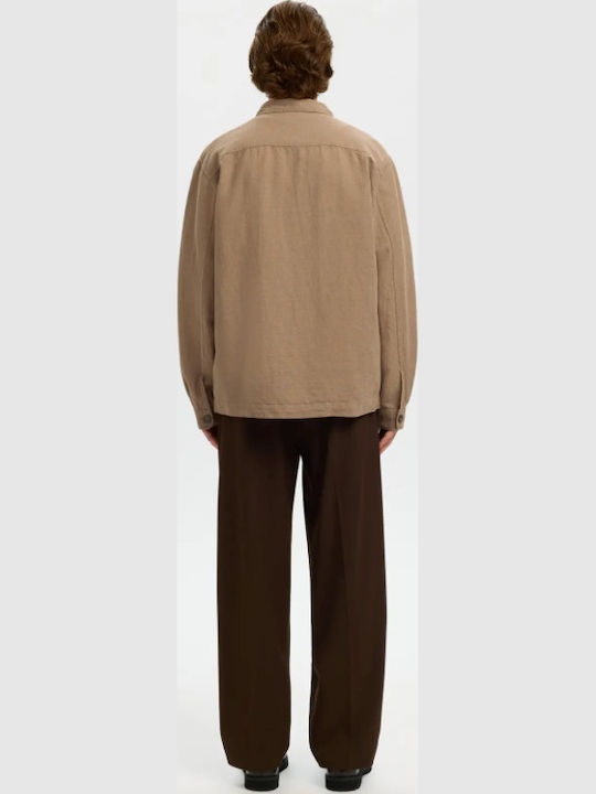 Μακρυμάνικo Λινό Overshirt Caribou(καφέ)