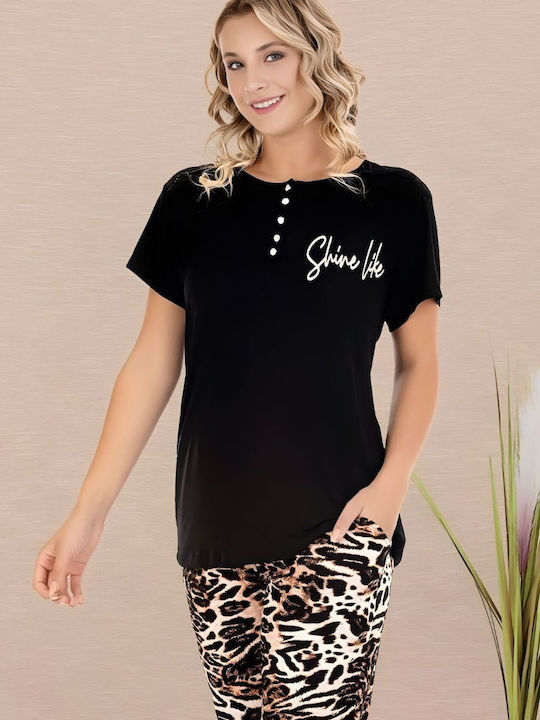 Lady Sommerliches Damen-Pyjama-Set Mehrfarbig