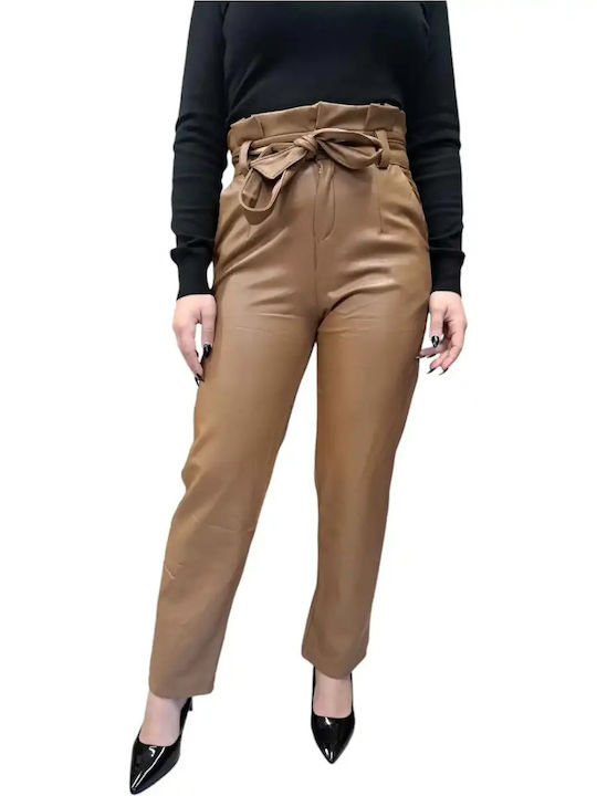 Women's Leather Trousers Brown