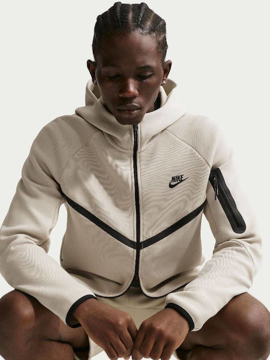 Hoodie Tech Fleece Яке с Качулка Екрю / Черно