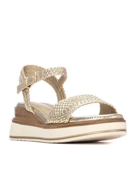 Goldene Flache Sandalen für Damen