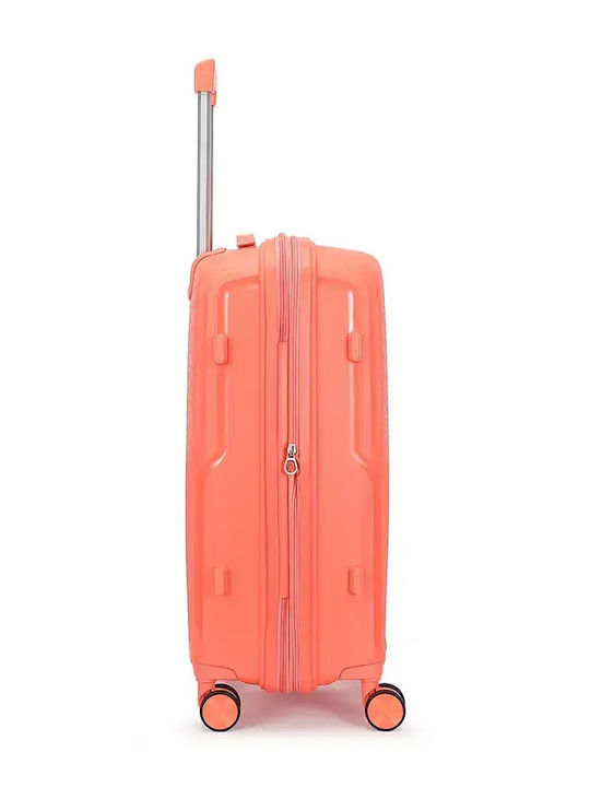 Amber Βαλίτσες Ταξιδιού Σκληρές Peachy Red με 4 Ρόδες Σετ 2τμχ