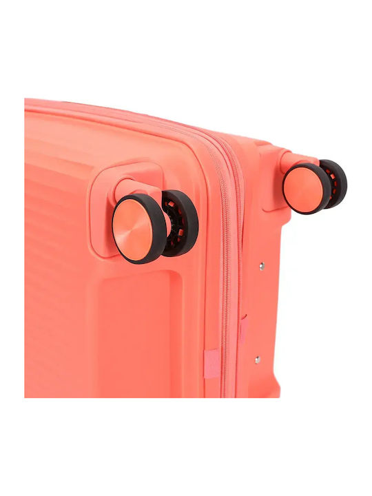 Amber Βαλίτσες Ταξιδιού Σκληρές Peachy Red με 4 Ρόδες Σετ 2τμχ