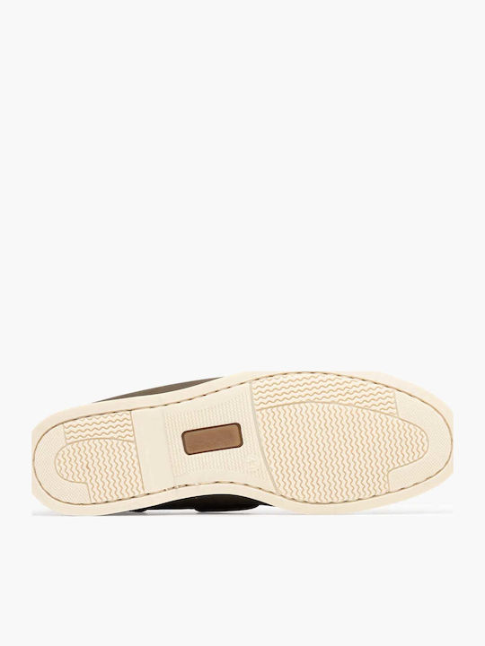 Leather Men's Boat Shoes In Green Color