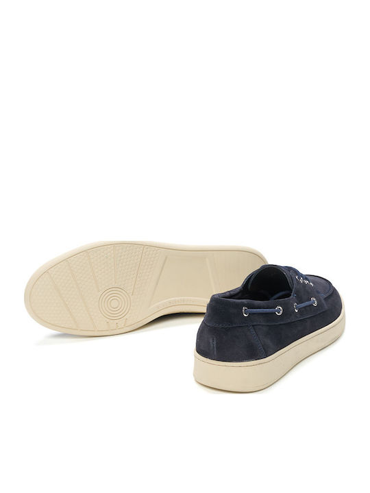 Suede Men's Boat Shoes in Blue Color