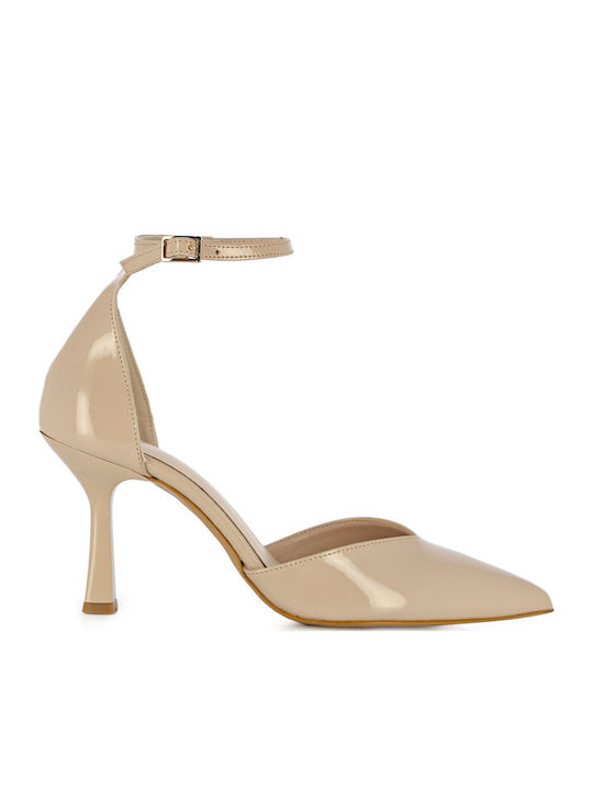 Leather Heels with High Heel Pink