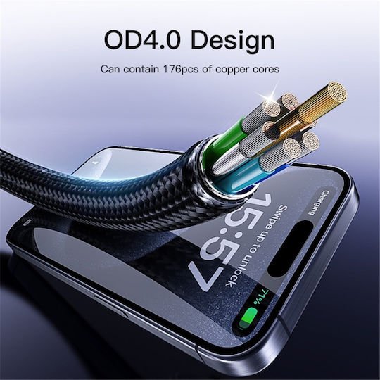 Datenkabel Type-C Zu Type-C 60w 3a 480mbps Nylon Yesido Schwarzes