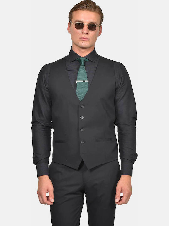 Winter Men's Suit with Vest Regular Fit Black