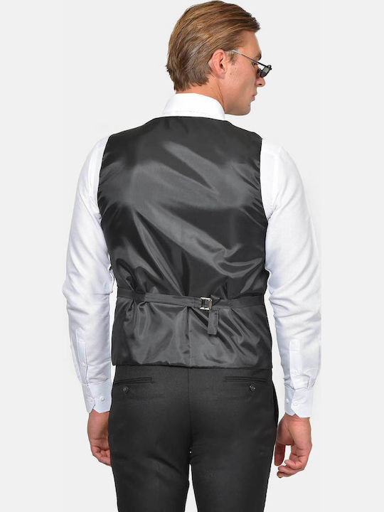Winter Men's Suit with Vest Slim Fit Black