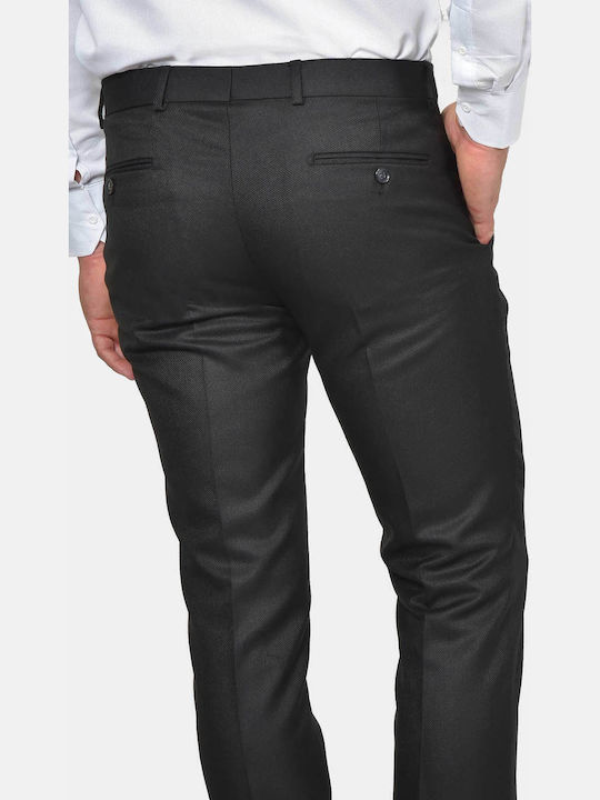 Winter Men's Suit with Vest Slim Fit Black