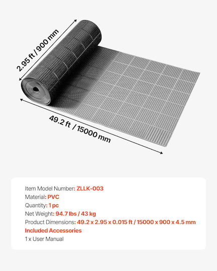 Vevor Non-Slip Black Runner Rug 90x1500cm