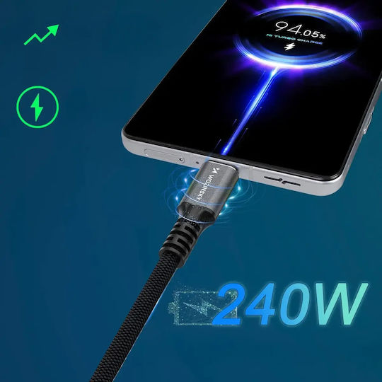 Wozinsky Video Cable USB-C male - Thunderbolt 4 240W PD Μαύρο 1.5m