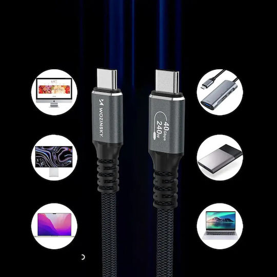 Wozinsky Video Cable USB-C male - Thunderbolt 4 240W PD Μαύρο 2m WPS-UY42S
