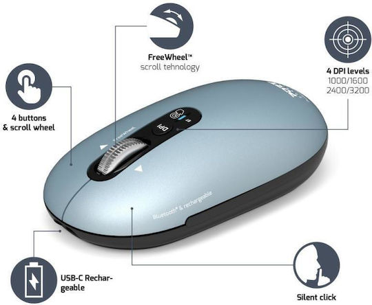 Port Designs Kabellos Bluetooth Maus Blau