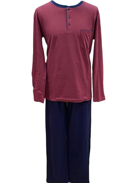 Nikiforos Winter Men's Cotton Pyjama Burgundy