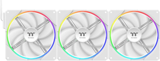 Thermaltake TS140 EX Case Fan 2000rpm 93.35cfm with RGB Lighting and 6-Pin Connection Pack of 3 White