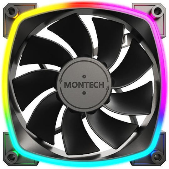 Montech Reverse Blade Case Fans 76.2mm (59cfm) with ARGB Lighting and 4-Pin PWM / 3-Pin Connection 3pcs