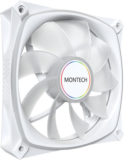 Montech RX120 PRO Reverse Blade Case Fans (1760rpm / 72.3cfm) with RGB Lighting and 4-Pin PWM Connection Pack of 3 White