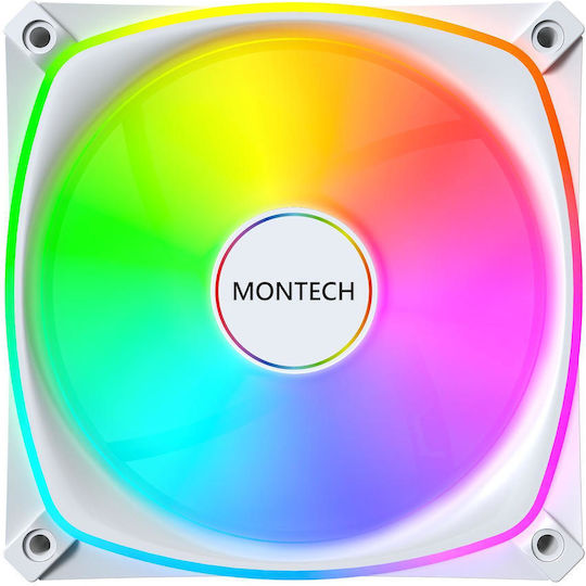 Montech RX120 PRO Umkehrklinge Gehäuselüfter (1760rpm / 72,3cfm) mit RGB-Beleuchtung und Verbindung 4-Pin PWM Weiß