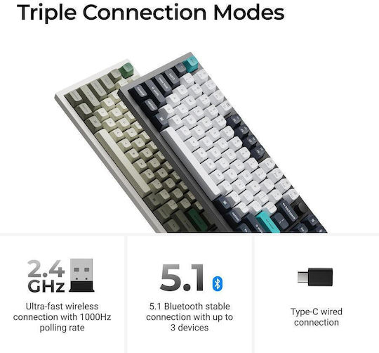 Keychron Q6 Max QMK/VIA Q6M-P1 Ασύρματο Gaming Μηχανικό Πληκτρολόγιο με Gateron Jupiter Red διακόπτες και RGB φωτισμό (Αγγλικό US) Shell White