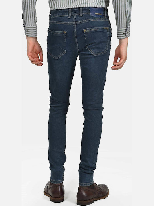 Herren Jeanshose Elastisches Slim Anwendung Marineblau