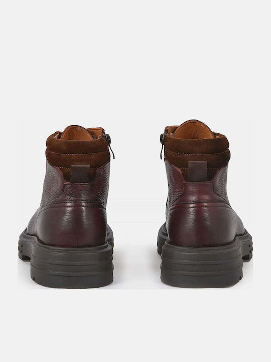 Leather Brown Men's Boots with Zipper