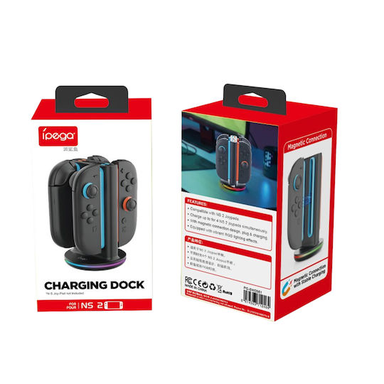 Ipega Sw2051 Charger Dock RGB Joycon Controllers Nintendo Switch 2 Black