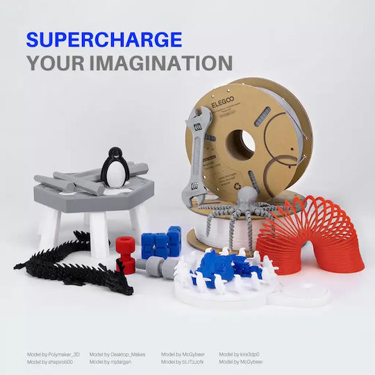 Elegoo PLA 3D Printer Filament 1.75mm Λευκό 1kg 1τμχ (Spool)
