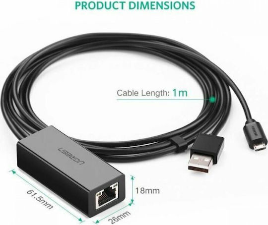 Ugreen 30985 USB Адаптер За Мрежа С Проводна Връзка Ethernet