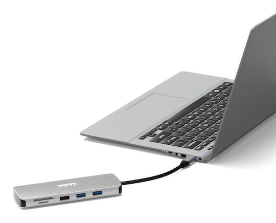 Port Designs USB-C Докинг Станция Сив