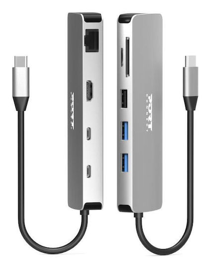 Port Designs USB-C Докинг Станция Сив