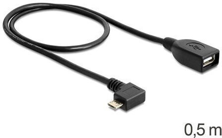 DeLock Angle (90°) / Regular USB 2.0 to Micro USB Cable Black 0.5m 83271 1 Piece