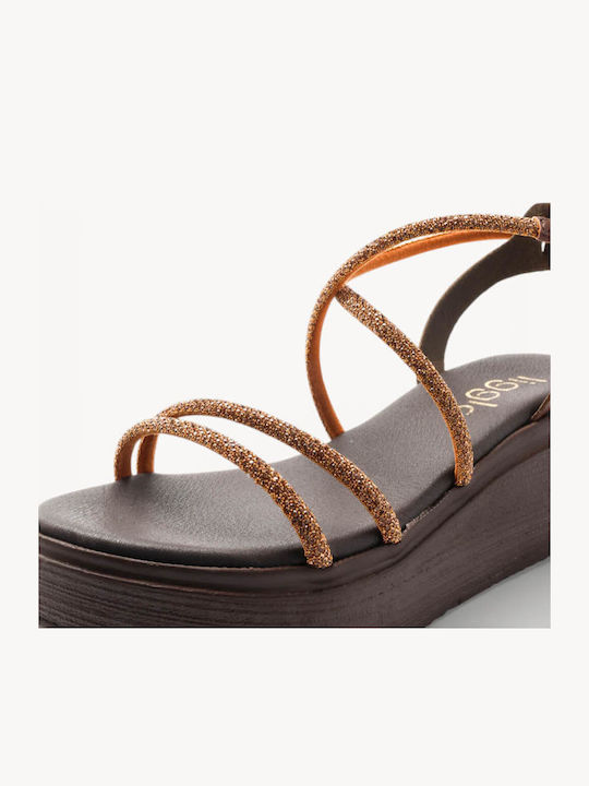 Кафяви Flatforms Глитер Ленти Анатомична Подметка