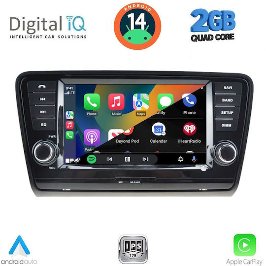 Digital IQ Car Audio System for Skoda Octavia 2013-2021 Bluetooth USB WiFi GPS Apple CarPlay Android Auto with 8" Touch Screen