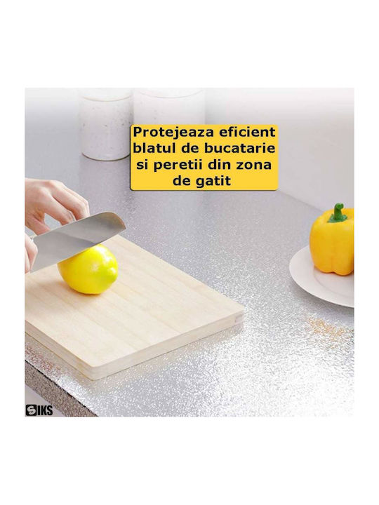 Siks Folie Autocolantă Pentru Blat De Bucătărie Pvc 60×500 Cm Rezistentă La Umiditate Și Pete Ușor De Curățat Protecție Pentru Blat Și Perete Argintie