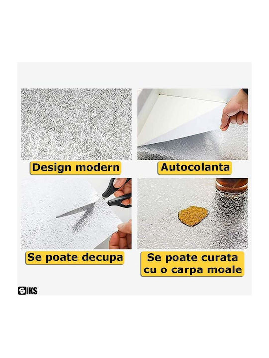 Siks Folie Autocolantă Pentru Blat De Bucătărie Pvc 60×500 Cm Rezistentă La Umiditate Și Pete Ușor De Curățat Protecție Pentru Blat Și Perete Argintie