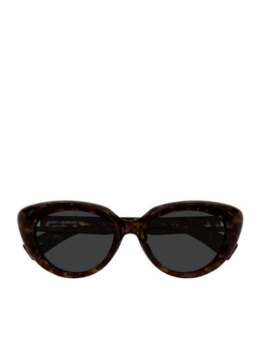 Ysl Unisex Sunglasses with Grey Horn-Rimmed Frame and Grey Lens