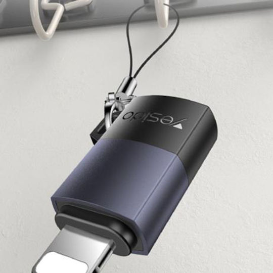 Adaptor OTG Lightning La Type-C 27W 480Mbps Aliaj De Aluminiu Yesido Gri