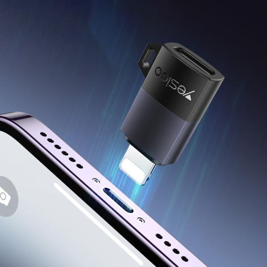 Adaptor OTG Lightning La Type-C 27W 480Mbps Aliaj De Aluminiu Yesido Gri
