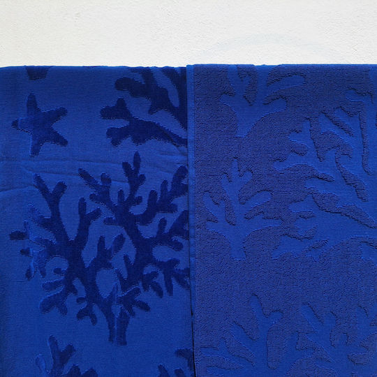 Noidinotte Cotton Blue Beach Towel with Fringes 180x90cm