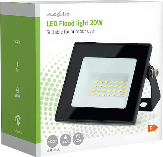 Nedis Outdoor Led Projector 20w 1620 Lumens 4000k Ip44 Black
