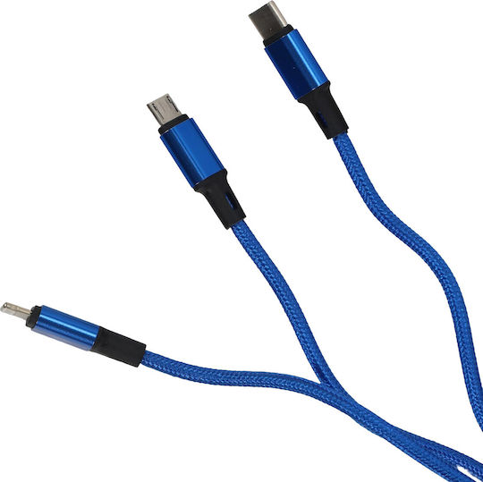 Einparts Кабел 3in1 12м 3А To Usb-C Micro USB Lightning Sleeve