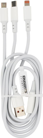 Einparts 3-in-1 12m 3a Kabel USB Typ-C Micro-USB Blitzschlag Stahlanschlüsse