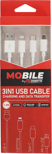 Einparts Cable 3in1 12m 3a Micro Usb Lightning Usb-c Charging