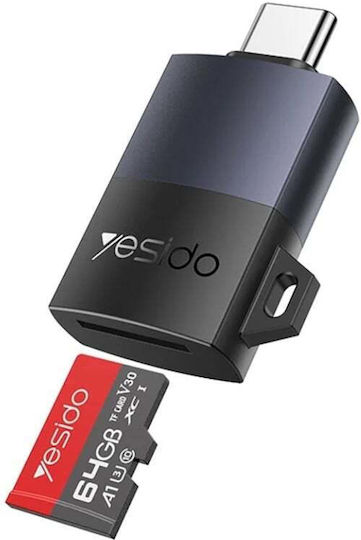 Cititor Carduri Usb Type-c La Tf 480mbps Suportă 1tb Aliaj Aluminiu Yesido Gri
